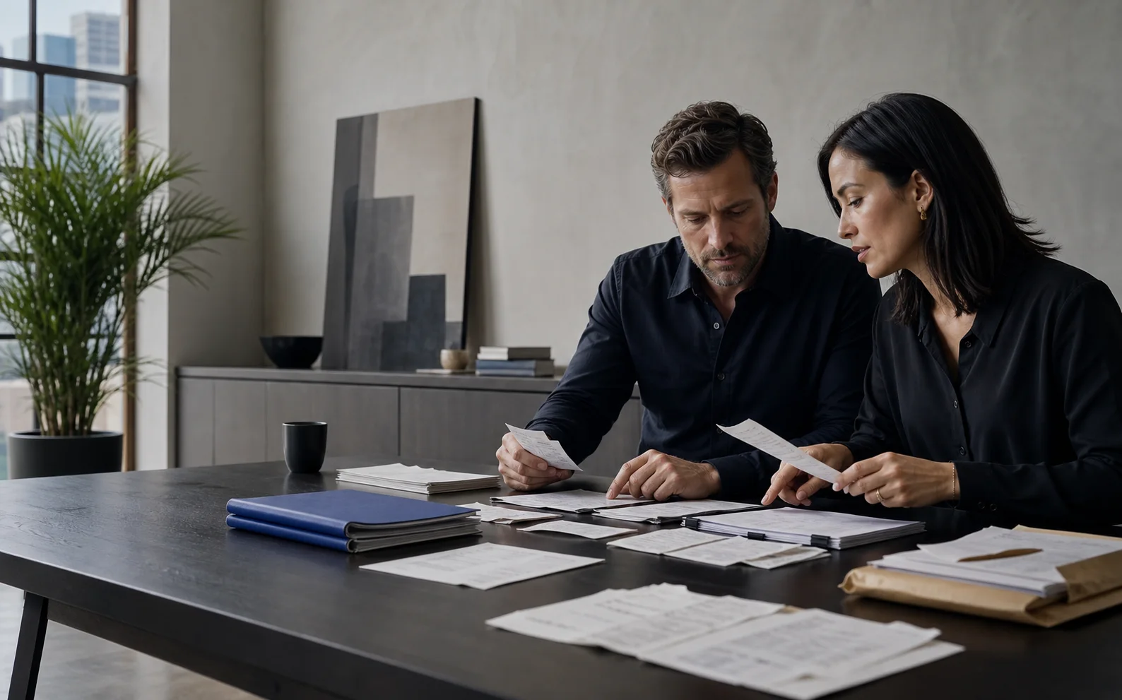 Business owner and accountant reviewing the evidence behind a monthly close