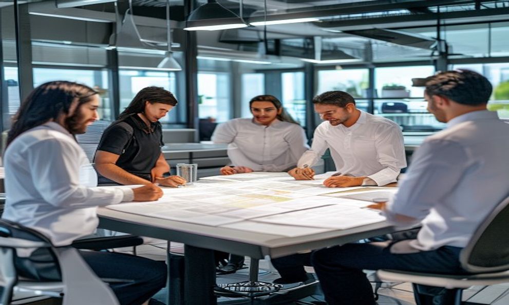 Generated catering manager planning an event order with a team
