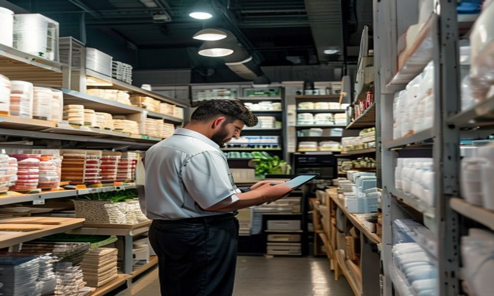 Generated restaurant storeroom stock count with a tablet