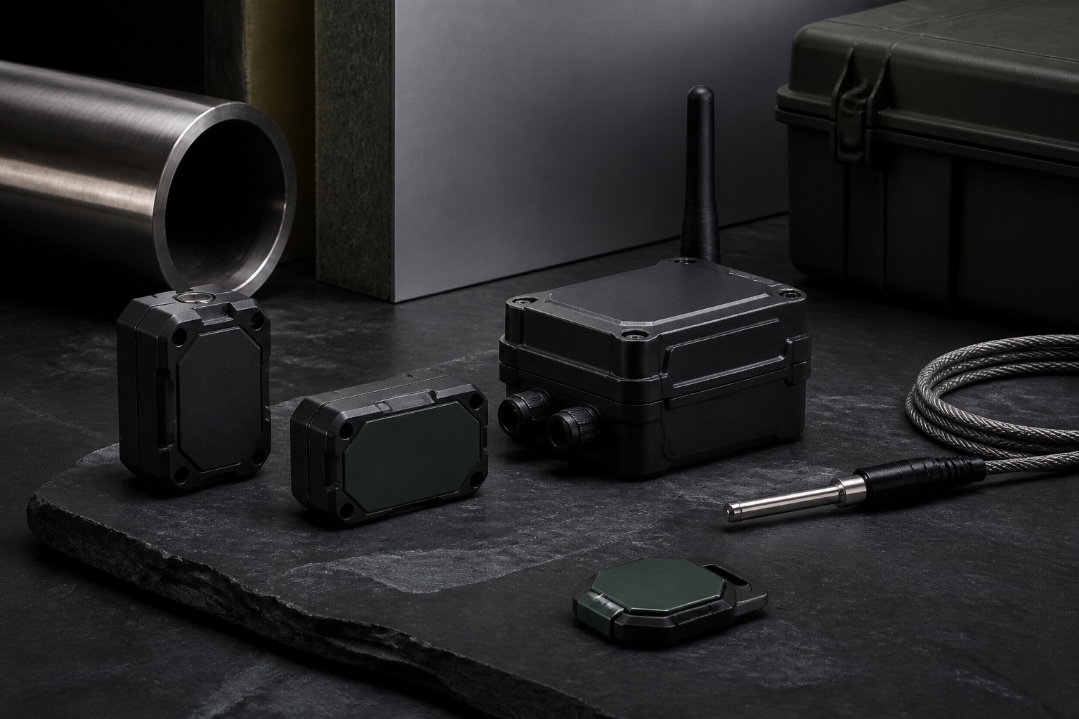 A family of rugged sensors, gateways, probes, and asset tags