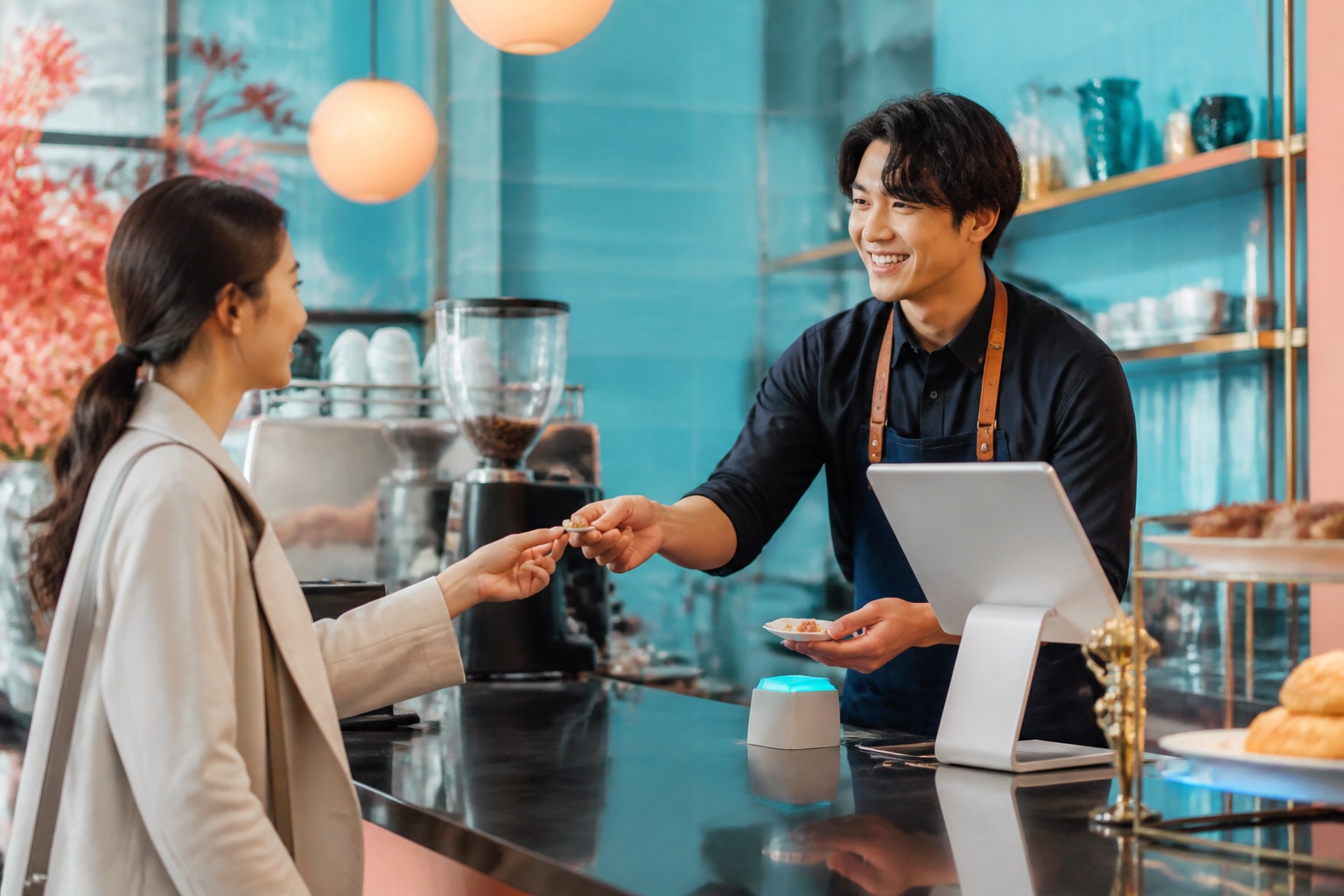 A returning customer being recognized with a loyalty benefit at checkout